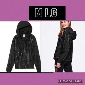 PINK VICTORIAS SECRET HOODED SPORT JACKET BLACK LEOPARD RARE